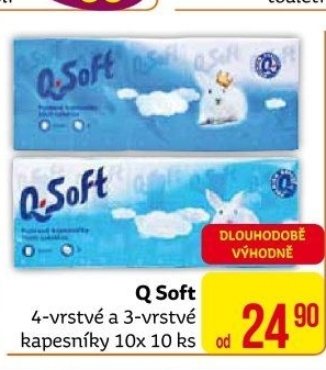 Papírové kapesníčky 4vrstvé Q Soft