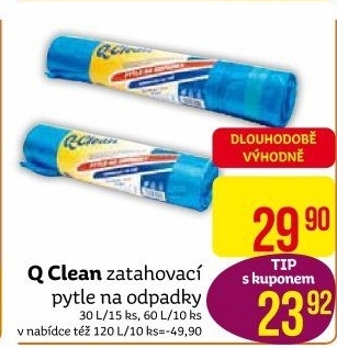 Zatahovací pytle na odpadky 30 l Q Clean