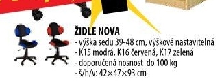 Židle NOVA modrá K15