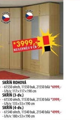 Skříň rohová ESO 61550 ořech/bílá