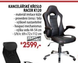 Kancelářské křeslo RACER černá/bílá