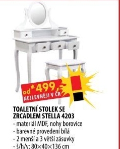 Toaletní stolek se zrcadlem STELLA