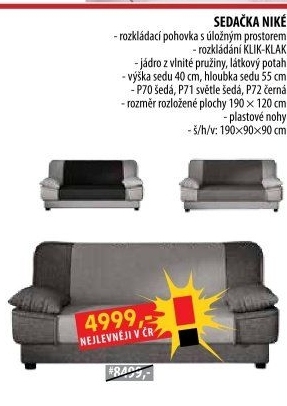 Pohovka NIKÉ šedá