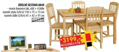 Stůl + 4 židle 8849 lak