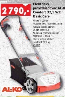 Elektrický vertikutátor Comfort 32,5 VE Basic Care Al-ko