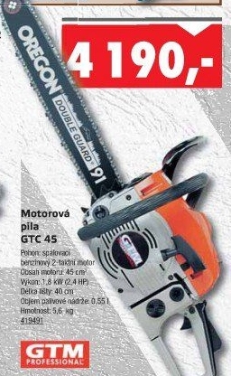 Benzinová řetězová pila GTM GTC 45