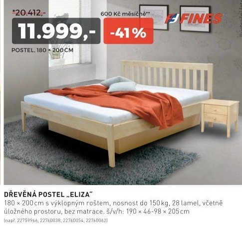 Dřevěná postel ELIZA