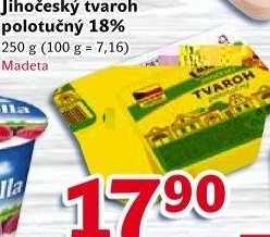 Tvaroh polotučný Jihočeský Madeta
