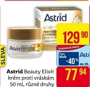 Krém pleťový hydratační proti vráskám Beauty Elixir Astrid