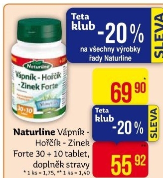 Doplněk stravy Vápník-hořčík-zinek forte Naturline