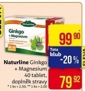 Doplněk stravy Ginkgo + magnesium Naturline