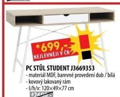 PC stůl STUDENT dub/bílá