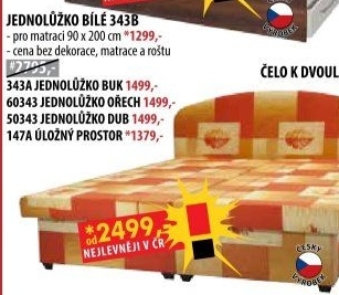 Jednolůžko 343 bílá 90x200