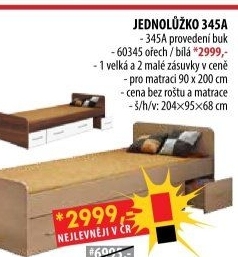 Jednolůžko s úložným prostorem 90x200