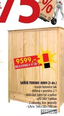 Skříň 3dveřová TORINO