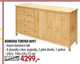 Komoda 2 dveře + 4 zásuvky TORINO