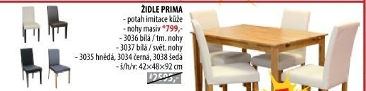 Židle PRIMA bílá/hnědá 3036