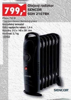 Olejový radiátor SOH 2107BK Sencor