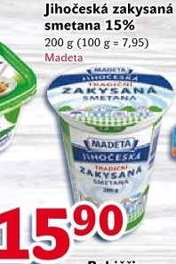 Smetana zakysaná Jihočeská Madeta 15%
