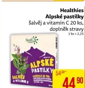 Doplněk stravy Pastilky alpské šalvěj a vitamin C Healthies