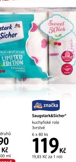 Utěrky kuchyňské 3vrstvé Saugstark&amp