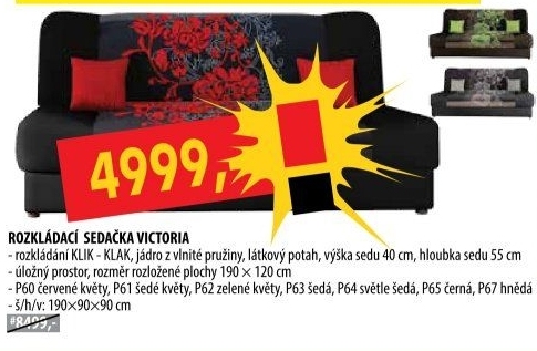 Pohovka VICTORIA červené květy