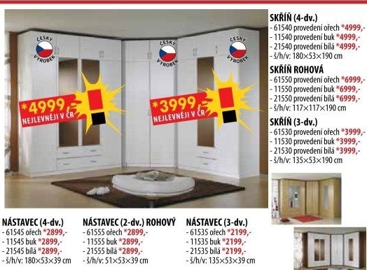 Nástavec 4 dveřový 61545 ořech/bílá