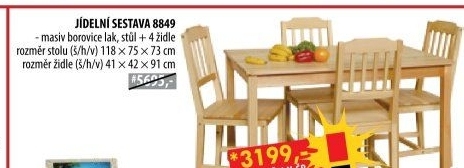 Stůl + 4 židle 8849 lak