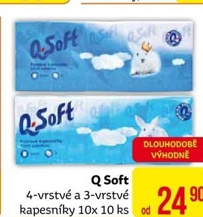 Papírové kapesníčky 4vrstvé Q Soft