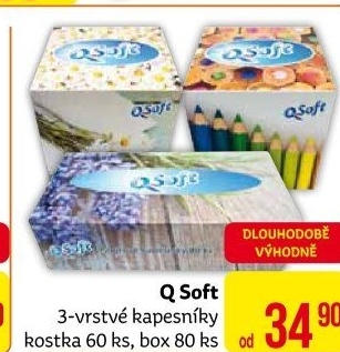 Papírové kapesníčky 3vrstvé Q Soft - box