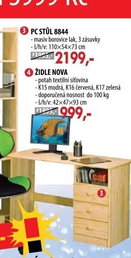 PC stůl 8844 lakovaný