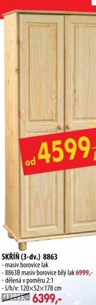Skříň 3dveřová 8863 lakovaná
