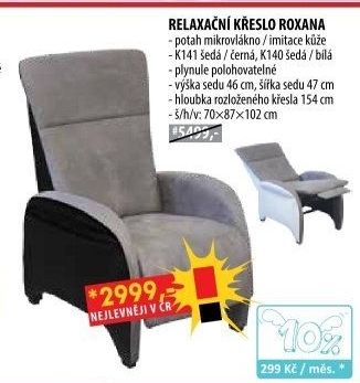 Relaxační polohovací křeslo ROXANA šedá/černá K141