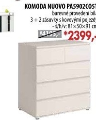 Komoda 3+2 zásuvky NUOVO bílá