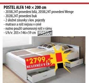 Multifunkční dvoulůžko ALFA 140x200 bílá