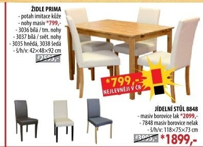 Židle PRIMA bílá/hnědá 3036