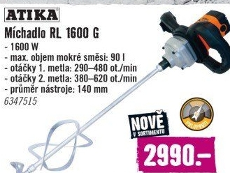 Míchadlo stavebních materiálů RL 1600 G Atika