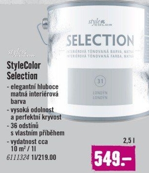 Vnitřní barva Selection Style Color