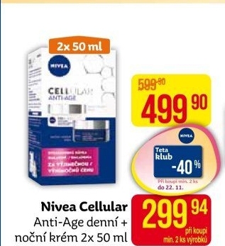 Balení krém denní a noční omlazující Anti-age Cellular Nivea