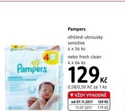 Vlhčené ubrousky dětské Pampers Sensitive