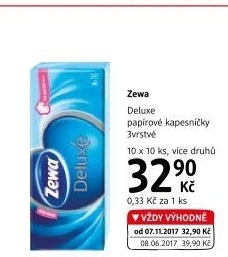 Papírové kapesníčky 3vrstvé Deluxe Zewa