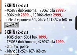 Skříň 3dveřová 405879 dub