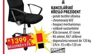 Kancelářské křeslo PREZIDENT černá K1