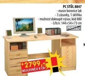 PC stůl 8847 lakovaný