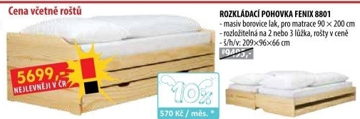 Rozkládací pohovka FENIX lakovaná