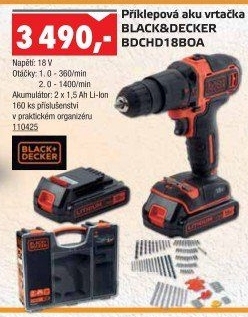 Aku příklepová vrtačka Black&amp