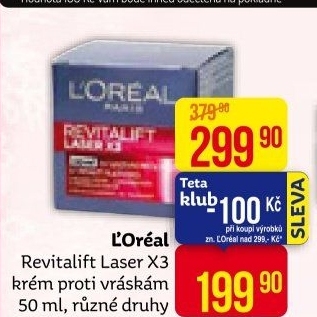 Krém pleťový proti vráskám Laser X3 Renew Revitalift L'Oréal
