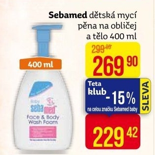 Pěnová koupel na obličej i tělo dětská Sebamed Baby