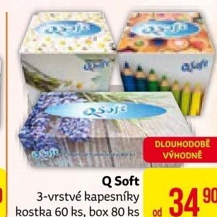 Papírové kapesníčky 3vrstvé Q Soft - box