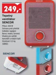 Teplovzdušný ventilátor Sencor SFH 6010BL